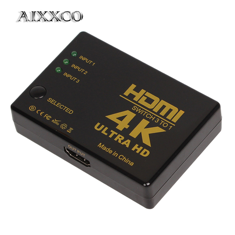 AIXXCO-Divisor de señal de Audio y vídeo compatible con HDMI, 4K x 2K, 1080P, 3 entradas, 1 interruptor de salida, conmutador para DVD/PS4/HDTV ► Foto 1/6