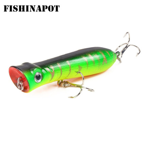 FISHINAPOT-Señuelos de Pesca Popper, cebos duros de lápiz de 8cm/10,5g, lubina Artificial de 10 colores, Crankbait Wobblers triple 6 # ganchos ► Foto 1/6