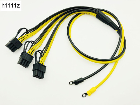 Cable de alimentación de 70cm 6 + 2 pines Cables de tarjeta de vídeo O Terminal a 8 pines Cable adaptador 12AWG + 18AWG Cable divisor para minería BTC ► Foto 1/6