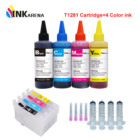 T1281 recarga de tinta cartucho para Epson Stylus SX130 S22 SX125 SX230 SX430W SX425W SX435W SX445W BX305F + 100ml de botella de tinta ► Foto 1/6