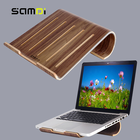 SaMDi-Soporte de placa de madera para ordenador de escritorio, base de madera para IPad 1 2 3 4 y portátil ► Foto 1/6