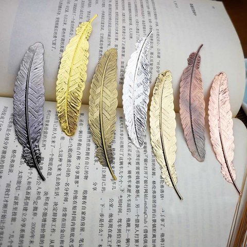 Marcapáginas de Metal con plumas de mariposa Kawaii, artículos creativos de papel para libros, regalo de papelería coreano ► Foto 1/6