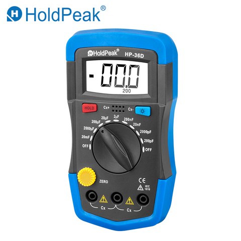 HoldPeak HP-36D Mini LCD multímetro Digital medidor de capacitancia Capacitor Tester pF mF circuito medidor 36D luz trasera 1999 cuentas ► Foto 1/1