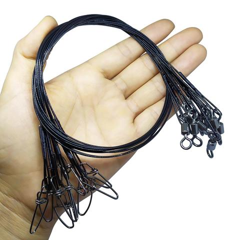 10 Uds 50cm pesca Leashs cable guía de pesca prueba de línea 150Lbs 68kg/pesca Anti-picadura Línea alámbrica con resorte giratorio carpa pesca ► Foto 1/6