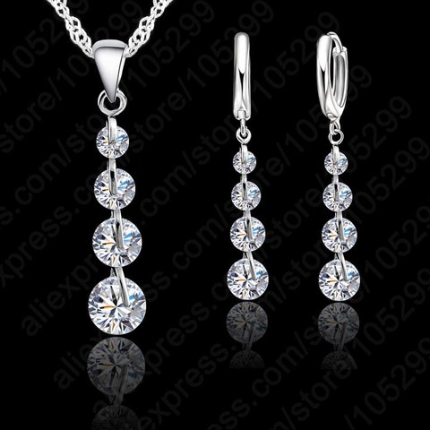 Romántica cadena de eslabones de Plata de Ley 925 Colgate de cristal joyería conjunto para mujeres gargantilla conjunto de joyas de boda ► Foto 1/2