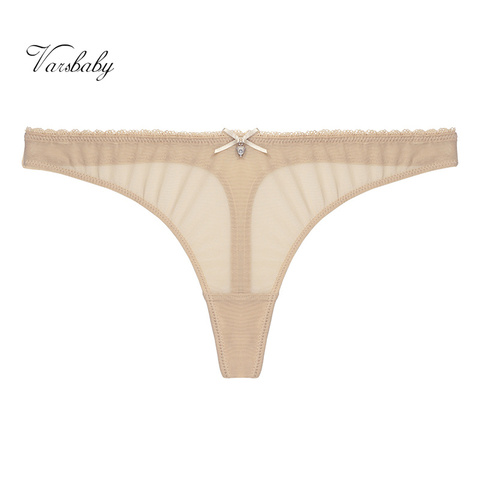 Varsbaby-ropa interior transparente para mujer, Tanga de encaje sólido, bragas de tiro bajo con lentejuelas, S, M, L, XL, 2XL ► Foto 1/6