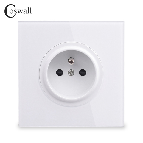 Coswall-Panel de cristal de 16A, toma de corriente de pared estándar francés, conexión a tierra con cerradura protectora para niños, novedad ► Foto 1/3