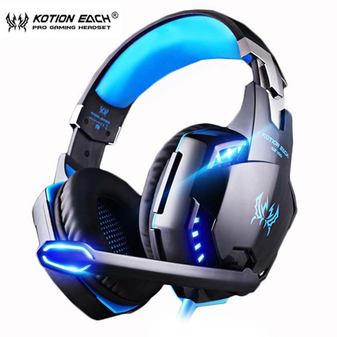 KOTION EACH-auriculares estéreo de graves profundos para PS4, cascos con cable para videojuegos, con micrófono, para PC y portátil ► Foto 1/6