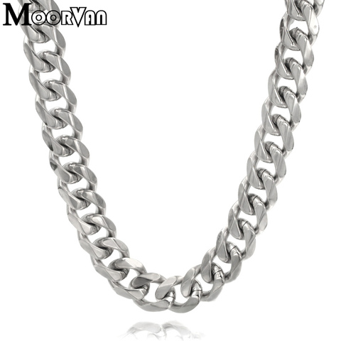 Moorvan 7mm/10mm/13mm collar de hombre six flat curb buban Acero inoxidable cadena joyería para fiesta/regalo cool punk hombre joyería ► Foto 1/6