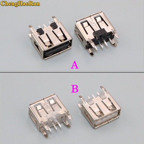 ChengHaoRan 10 Uds nuevo tipo A ángulo plano 180 grados hembra USB PCB conector Conector conector USB, enchufe ► Foto 1/5