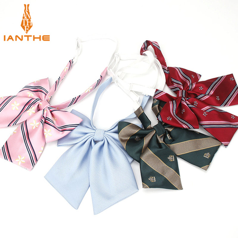 JK-Corbata de lazo a rayas para estudiantes, Collar de uniforme sólido, mariposa, japonesa, para escuela secundaria, sin nudo ► Foto 1/6