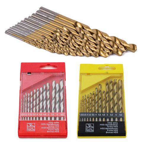 Brocas helicoidales recubiertas de titanio HSS, 13 Uds., 1,5-6,5mm, Mini juego de brocas para madera y Metal, herramientas manuales para accesorios de carpintería ► Foto 1/6