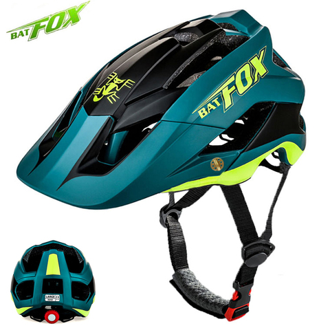 BATFOX-Casco verde oscuro para Ciclismo, de montaña, integralmente moldeado, ultraligero, para Ciclismo de montaña ► Foto 1/6