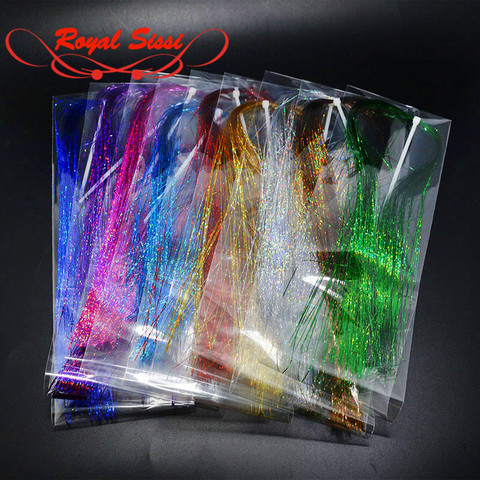 Royal Sissi 9 colores opcionales 3 paquetes set Flashabou flat Tinsel cristal Flash Tinsel fibras pike fly streamer fly atar materiales ► Foto 1/6