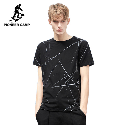Pioneer Camp fashion patrón de marca de camisetas de hombre-ropa, camiseta informal de verano para hombre, camisetas y tops negros elásticos de calidad ADT802081 ► Foto 1/6