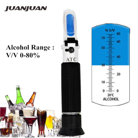 Alcohol refractómetro para Alcohol volumen por ciento medición con compensación automática de temperatura (ATC), rango 0-80% ► Foto 1/6