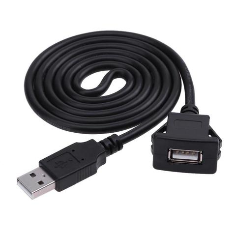 VODOOL-Cable de extensión de montaje empotrado para salpicadero de coche, accesorio para coche, 1m, USB 2,0 A, macho A hembra ► Foto 1/6