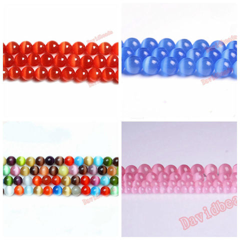 Fctory-Cuentas de ópalo color rosa, azul, naranja, rojo, Ojo de Gato, espaciador suelto, hilo de piedra de 6mm, 8mm, 10mm, 12mm para fabricación de joyería DIY ► Foto 1/5