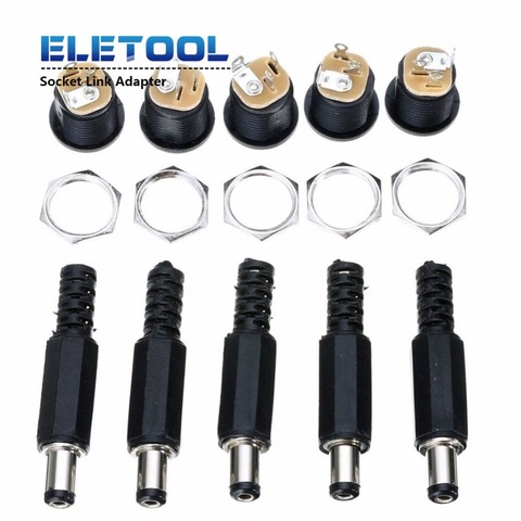 1/2/5PCS 2.1mm x 5.5mm Male Plug + Female Socket Panel Mount Jack DC Connector Adapter 12V/3A PN36 ► Foto 1/1