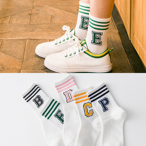 Calcetines cortos deportivos con rayas clásico para chica, calcetín Harajuku, informal, para monopatín, de algodón ► Foto 1/6