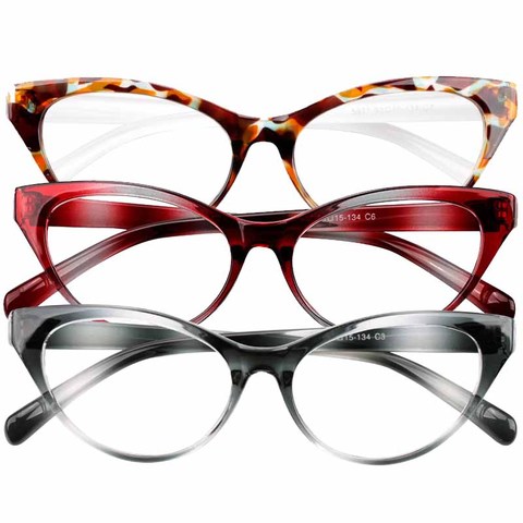 SOOLALA ultraligero gafas de lectura tipo ojo de gato mujeres hombres gafas de marco completo 0 + 1 + 1,5 + 2 + 2,5 + 3 + 3,5 ► Foto 1/6