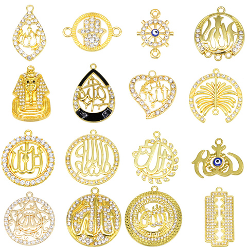 3 uds árabe dama oro musulmán islámico Dios Alá encanto colgante, collar de accesorios de joyería regalos de Ramadán ► Foto 1/6