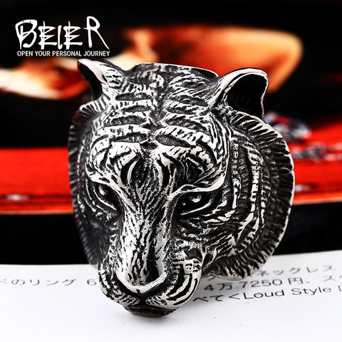 ¡Nueva tienda! Anillo de acero inoxidable 316L de alta calidad, anillo con cabeza de tigre Animal dominante para hombre, joyas de motorista LLBR8-161R ► Foto 1/6