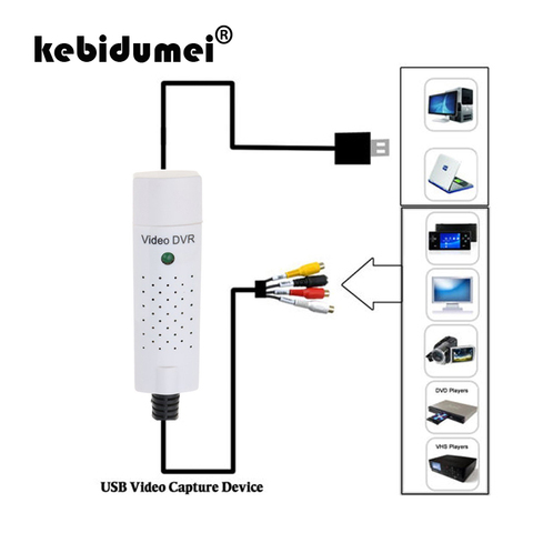 Kebidumei USB 2,0 captura de vídeo dispositivo USB fácil de Video TV DVD VHS DVR adaptador de captura más fácil la ayuda de la PAC para Win10 ► Foto 1/6