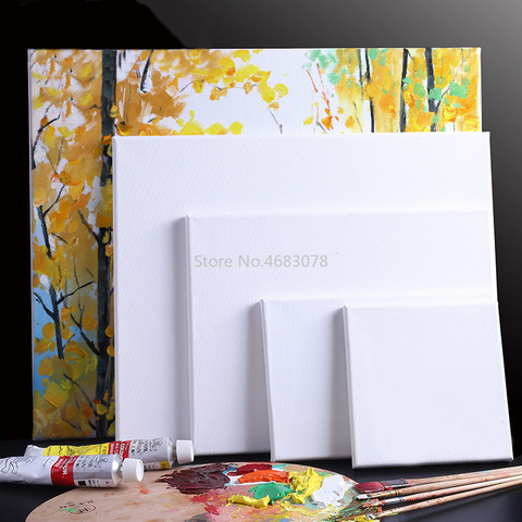1 pieza, lienzo de artista cuadrado blanco en blanco para lienzo, pintura al óleo, marco de tablero de madera para pintura al óleo acrílica imprimada ► Foto 1/6