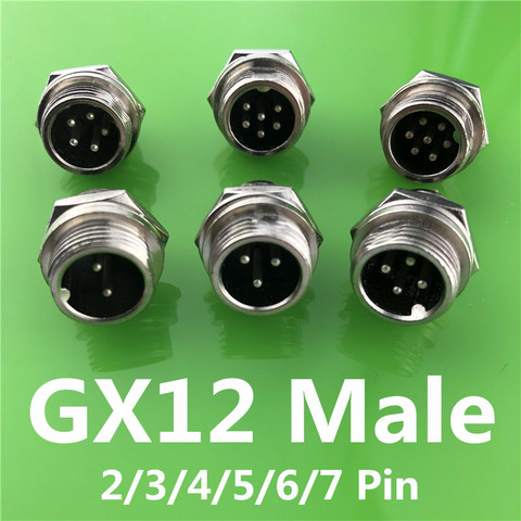 1pc GX12/2/3/4/5/6/7 Pin macho 12mm L116-121 alambre Circular Panel conector Conector Circular macho de plástico con tapa ► Foto 1/3
