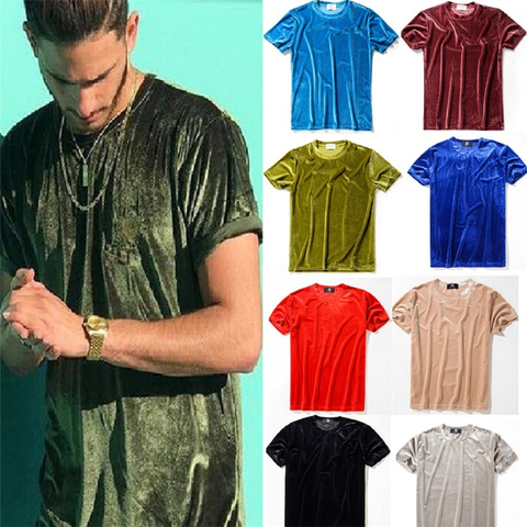Kanye west-ropa de calle de gran tamaño para hombre, camiseta de terciopelo de Color sólido, camisetas de manga corta de verano, Hip Hop, Swag ► Foto 1/6