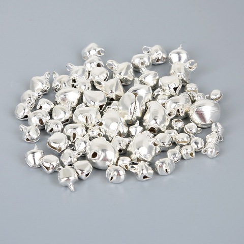 50-300 unids/lote suelta perlas de plata hierro Jingle campanas para Festival Fiesta suministros de decoración para navidad regalo DIY Accesorios ► Foto 1/6