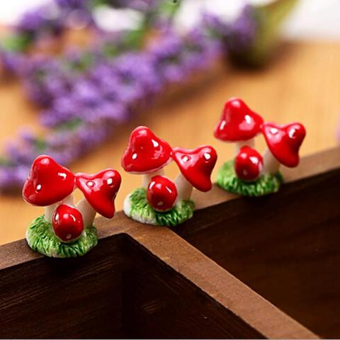 1 Uds 4 colores Mini lindo resina hongos adorno de jardín de hadas bonsái miniatura plantas macetas de DIY para muñecas decoración de la casa ► Foto 1/6