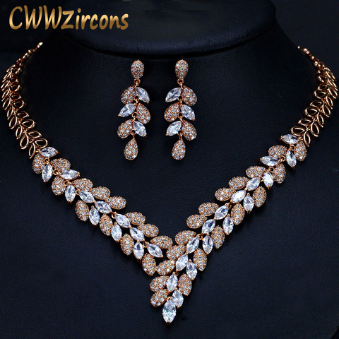 CWWZircons hermosa piedra de Zirconia cúbica Dubai collar pendientes de oro juegos de joyas para mujer de fiesta de boda accesorios T288 ► Foto 1/1