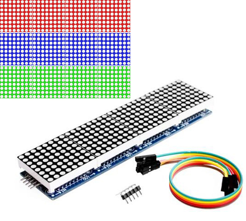 Microcontrolador de módulo de matriz de puntos MAX7219 4 en una pantalla con línea de 5 P ► Foto 1/5