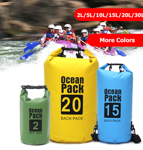 Bolsa seca de PVC para Rafting y buceo, bolsa de almacenamiento plegable impermeable para natación y Trekking de Río, 2/5/10/15/20/30L ► Foto 1/6