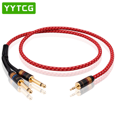 YYTCG cable de audio HiFi chapado en oro 3,5 doble pista a 6,5 6,35 6,3 equipo de Audio mono línea de Audio ► Foto 1/1