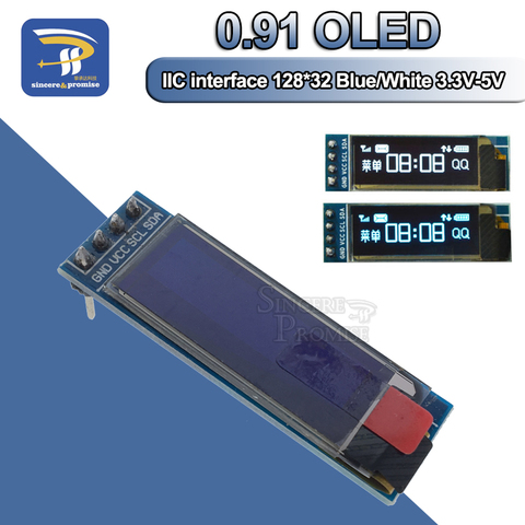 Módulo de pantalla LED LCD OLED, 0,91 pulgadas, 12832 color blanco y azul, 128X32, 0,91 