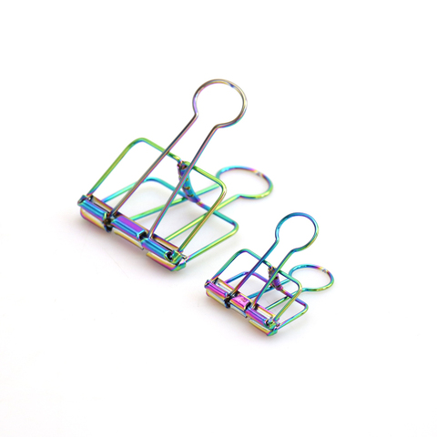 TUTU novedad Arco Iris coloful metal Color sólido ahueca hacia fuera Metal Binder Clips notas papel de carta suministros de oficina FOD H0153 ► Foto 1/6