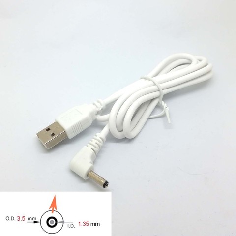 Adaptador de Cable de alimentación USB macho a 5V DC, Conector de barril de 3,5mm X 1,35mm, 90 ángulos, color blanco, c446 ► Foto 1/5