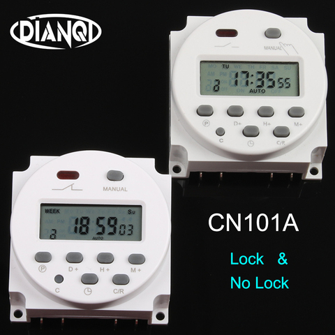 Bloqueo y sin bloqueo CN101A AC 24V DC 12V 110V 220V Digital LCD temporizador electrónico programable interruptor de relé de tiempo 8A a 16A CN101 ► Foto 1/6