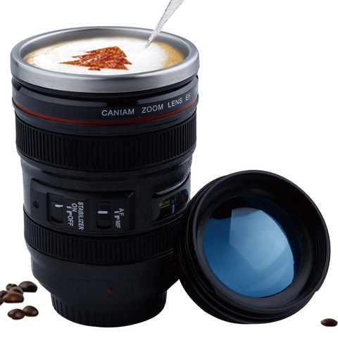 Taza térmica creativa con revestimiento de acero inoxidable, taza para té y café con tapa, 400ml ► Foto 1/6
