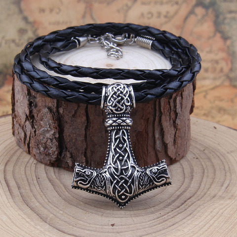 Dropshipping lobo enorme martillo de Thor collar Mjolnir vikingo amuleto martillo colgante nórdico de joyería con cadena de acero inoxidable ► Foto 1/6