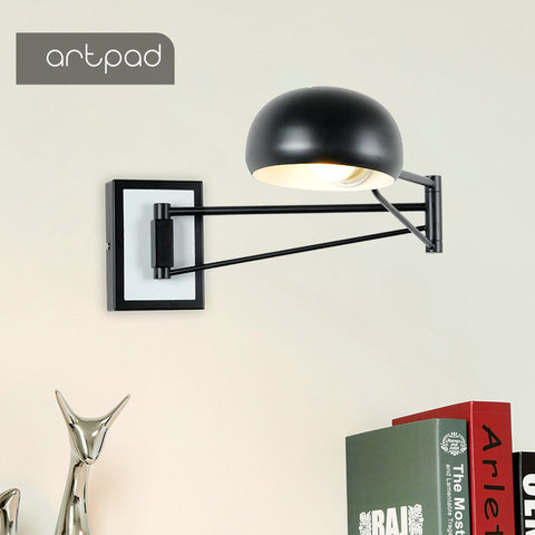 Artpad-Lámpara de pared moderna europea E14, luz de lectura de cabecera ajustable de 360 grados, brazo giratorio, para restaurante, cocina y dormitorio ► Foto 1/6