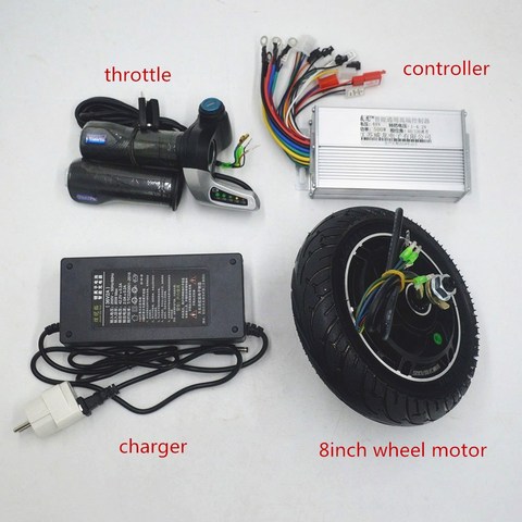 Kit de motor eléctrico de 36V, 48V y 350W, 8 motor de cubo pulgada, rueda para patinete eléctrico/escooter/ebike/folging ► Foto 1/6