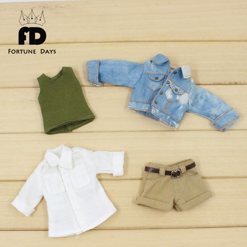 Envío Gratis para icy blyth doll licca body bjd 1/6 cool suit handsome clothes shorts camisa blanca jeans juguete regalo ► Foto 1/6