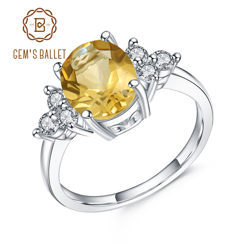 GEM'S BALLET clásico ovalado 2.60Ct anillos de aniversario citrino Natural para mujeres 925 anillo de piedras preciosas de plata de ley joyería fina ► Foto 1/1