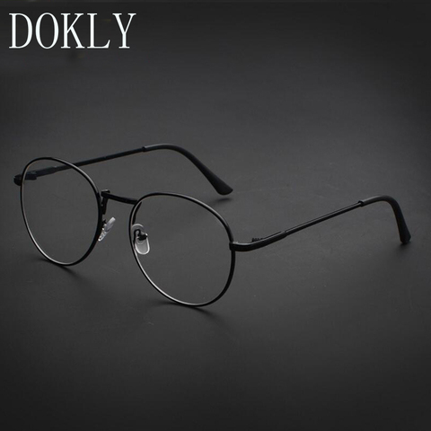 DOKLY-gafas redondas Vintage para hombre y mujer, anteojos con marco de Metal negro, óptica vintage, lente clara de Anteojos ► Foto 1/6