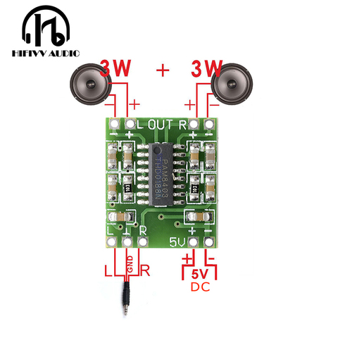 Hifivv de audio de 2x3 W Mini amplificador Digital de potencia de junta de Audio estéreo de Clase D módulo amplificador 5 V poder ► Foto 1/5