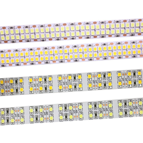 Tira de luces LED de doble fila, 240/480LED/m, SMD2835, 12V, 5m, no impermeable, Flexible, 2835 blanco ► Foto 1/6